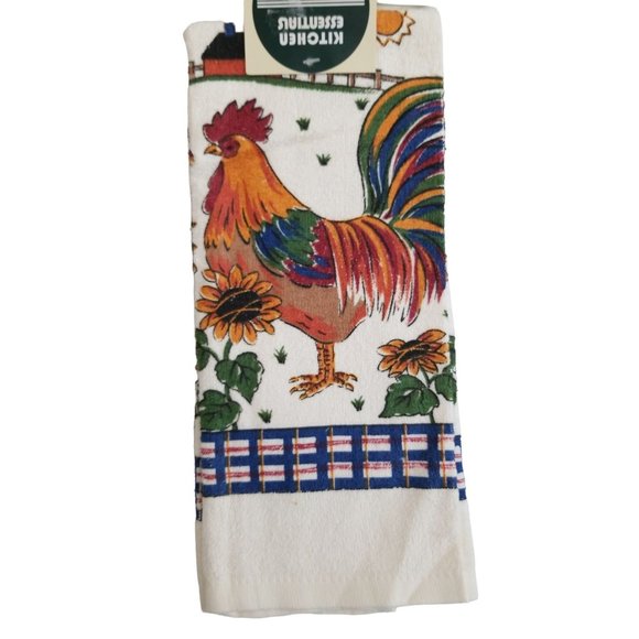 Lot of 5 Colorful Kitchen Towels NOS 100% Cotton Chickens, Cats and Coffee - Picture 4 of 10